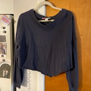 Free people cropped navy sweatshirt large